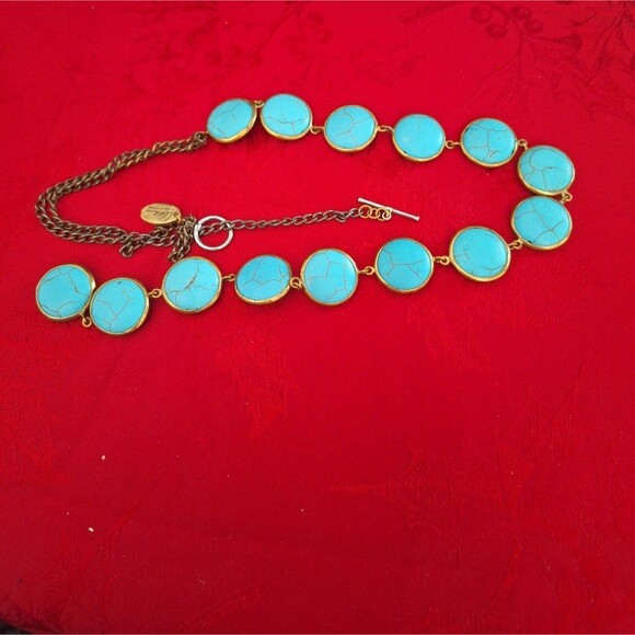 Designer Lena Bernard 24" Gemline Lariat Turquoise Necklace - Picture 9 of 9